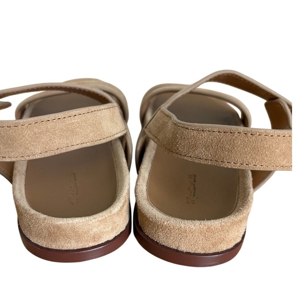 Madewell Dara Double Strap Suede Sandals Tan Size 8 Minimal Chic - Picture 6 of 9
